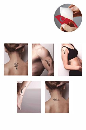 Tüy ve Ağaç Desenleri Hint Kınası ile Geçici Dövme Yapma Seti