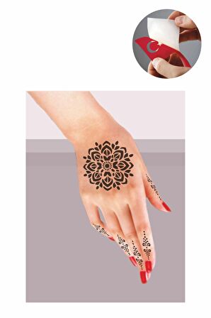 El Süsleme Mandala Hint Kınası ile Geçici Dövme Yapma Seti