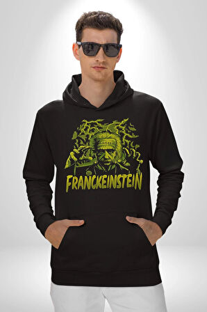 Franckeinstein Bilim Adamı Korku Film Kadın Erkek  Siyah Kapüşonlu Sweatshirt Hoodie