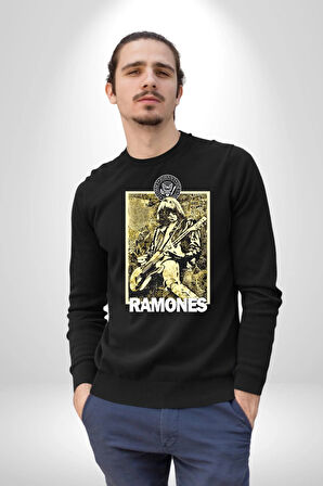 Ramones Rock Kulüp Kadın Erkek Siyah Sweatshirt 