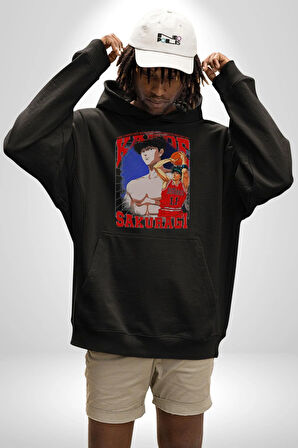 Sakuragi Kaede Slam Dunk Basketbol Anime Kadın Erkek  Siyah Kapüşonlu Sweatshirt Hoodie