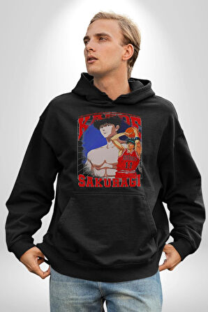 Sakuragi Kaede Slam Dunk Basketbol Anime Kadın Erkek  Siyah Kapüşonlu Sweatshirt Hoodie