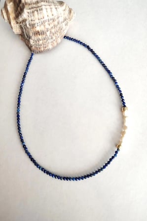 Serti̇Fi̇Kali 3 Mm Lapi̇S Lazuli̇, Gerçek İ̇Nci̇ Doğaltaş Kolye 
