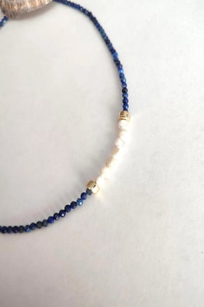 Serti̇Fi̇Kali 3 Mm Lapi̇S Lazuli̇, Gerçek İ̇Nci̇ Doğaltaş Kolye 