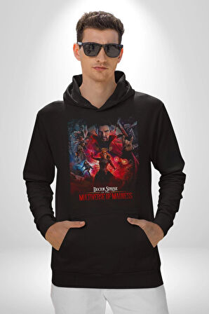 Doctor Strange Kadın Erkek  Siyah Kapüşonlu Sweatshirt Hoodie
