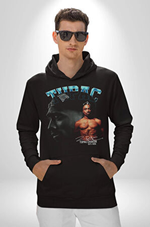 Tupac Müzik Kadın Erkek  Siyah Kapüşonlu Sweatshirt Hoodie