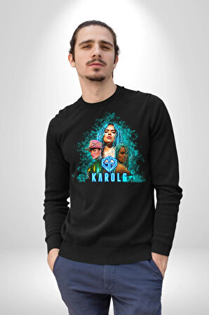 Karol G Şarkıcı  Kadın Erkek Siyah Sweatshirt 