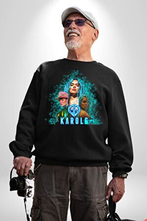 Karol G Şarkıcı  Kadın Erkek Siyah Sweatshirt 