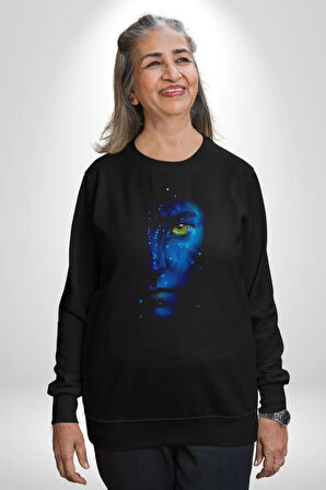 Avatar Face Film Kadın Erkek Siyah Sweatshirt 