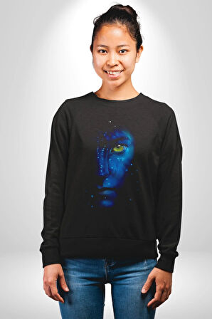 Avatar Face Film Kadın Erkek Siyah Sweatshirt 