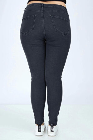 Kadın Büyük Beden Skinny Jeans Koyu Gri