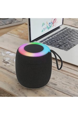 D10 Rgb Led Işıklı Bluetoth Speaker Hafıza Kartı ve Usb Girişli Fm Radyolu Şarjlı Taşınabilir Hoparlör 5W