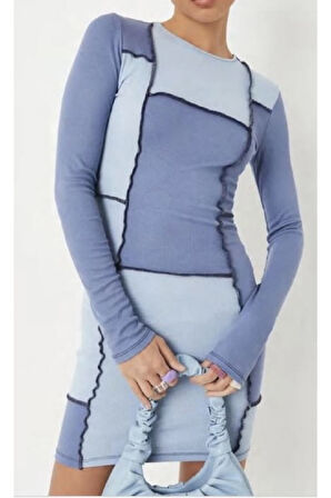 Ters Dikiş Detaylı Mini Elbise