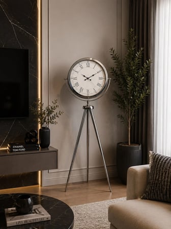 Krom Asalet 150 x 45 Cm Tripod Ayaklı Saat iegxx