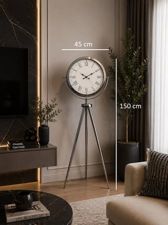 Krom Asalet 150 x 45 Cm Tripod Ayaklı Saat iegxx