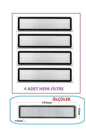 Dreame d9 max D10S Pro Uyumlu HEPA Filtre 4 adet