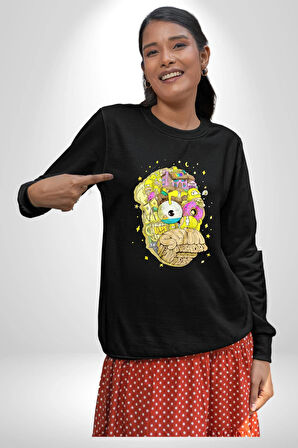 Simpsons Barth Karakterlerden Kafa Kadın Erkek Siyah Sweatshirt 
