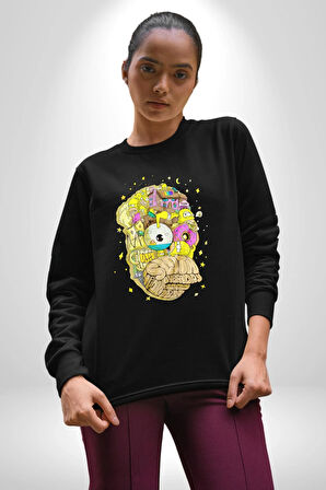 Simpsons Barth Karakterlerden Kafa Kadın Erkek Siyah Sweatshirt 