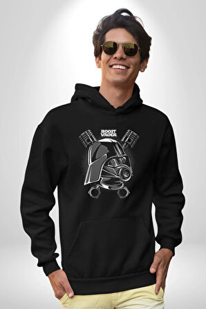 Darth Wader Motor Boost Vader Star Wars Kadın Erkek  Siyah Kapüşonlu Sweatshirt Hoodie