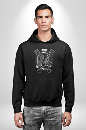 Darth Wader Motor Boost Vader Star Wars Kadın Erkek  Siyah Kapüşonlu Sweatshirt Hoodie