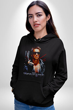 The Terminatör Film Kadın Erkek  Siyah Kapüşonlu Sweatshirt Hoodie
