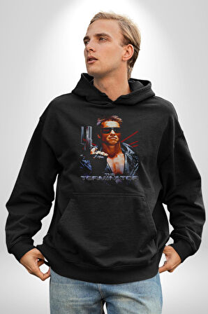 The Terminatör Film Kadın Erkek  Siyah Kapüşonlu Sweatshirt Hoodie