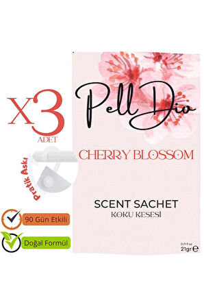 3'lü Kiraz Çiçeği Dolap Ayakkabılık Ve Çekmece Parfümlü Kese Kokusu Oda Koku Kesesi