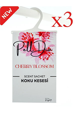 3'lü Kiraz Çiçeği Dolap Ayakkabılık Ve Çekmece Parfümlü Kese Kokusu Oda Koku Kesesi