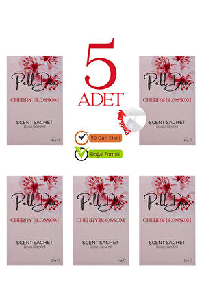 5'li Kiraz Çiçeği Dolap Ayakkabılık Ve Çekmece Parfümlü Kese Kokusu Oda Koku Kesesi