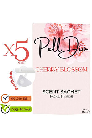 5'li Kiraz Çiçeği Dolap Ayakkabılık Ve Çekmece Parfümlü Kese Kokusu Oda Koku Kesesi