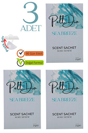 3'lü Okyanus Esintisi Dolap Ayakkabılık Ve Çekmece Parfümlü Kese Kokusu Oda Koku Kesesi