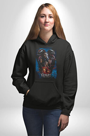 Venom Film Kahramanları Kadın Erkek  Siyah Kapüşonlu Sweatshirt Hoodie