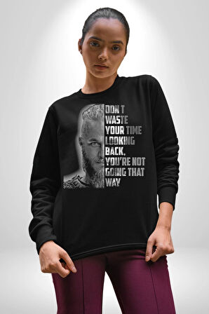 Wiking Dizi Karakteri Kadın Erkek Siyah Sweatshirt 