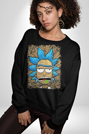 Rick Ve Morty Dede Rick Kadın Erkek Siyah Sweatshirt 