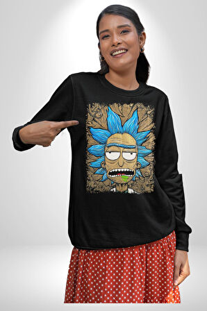 Rick Ve Morty Dede Rick Kadın Erkek Siyah Sweatshirt 