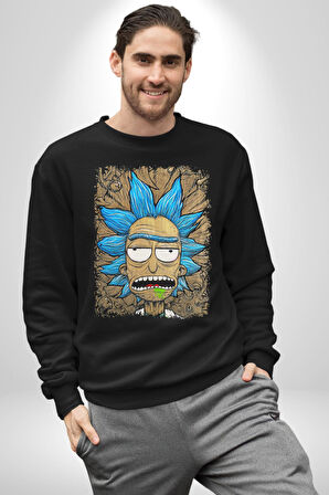 Rick Ve Morty Dede Rick Kadın Erkek Siyah Sweatshirt 