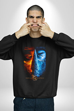 Mortal Kombat Oyun Film Subzero Kadın Erkek Siyah Sweatshirt 