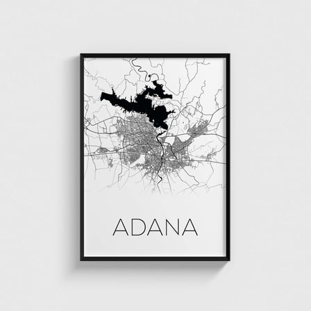 Adana Şehir Haritası Tablo Çerçeveli Poster Duvar Dekorasyonu