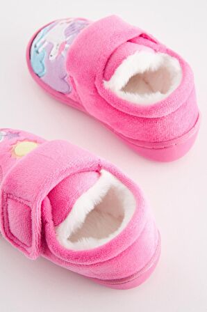 Şeker Pembesi Unicorn Bantlı Panduf Ev / Kreş Ayakkabısı