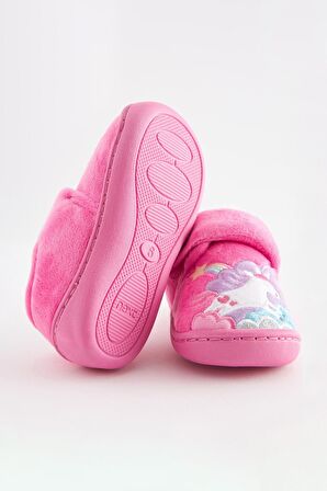 Şeker Pembesi Unicorn Bantlı Panduf Ev / Kreş Ayakkabısı