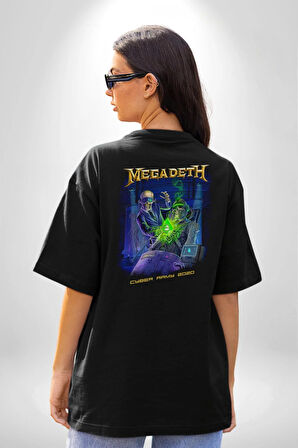 Megadeth Heavy Metal Pamuklu Kadın Erkek Oversize Sırt Dijital Baskılı Siyah T-shirt