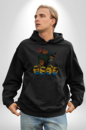 Çılgın Hırsız Minyonlar Kadın Erkek  Siyah Kapüşonlu Sweatshirt Hoodie