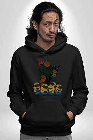 Çılgın Hırsız Minyonlar Kadın Erkek  Siyah Kapüşonlu Sweatshirt Hoodie