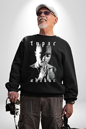 Tupac Shakur Şarkıcı Kadın Erkek Siyah Sweatshirt 