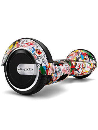 CityMate Elektrikli Kaykay Hoverboard Bluetooth Hoparlörlü 6.5 Inch Grafiti D19