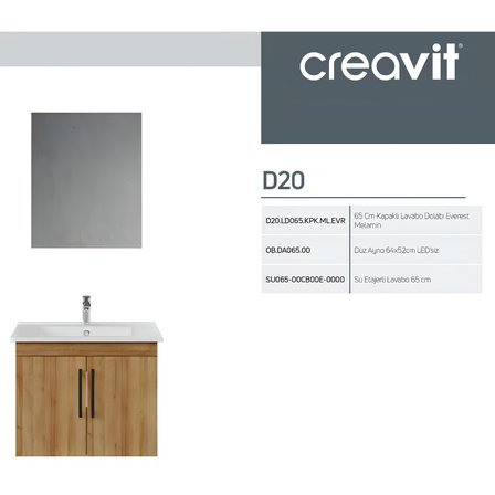 Creavit D20 Banyo Dolabı Seti Çekmeceli 65 Cm Everest