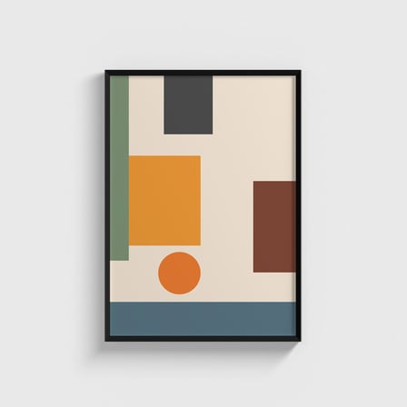 Geometrik Bloklar 3 Tablo Çerçeveli Poster Duvar Dekorasyonu