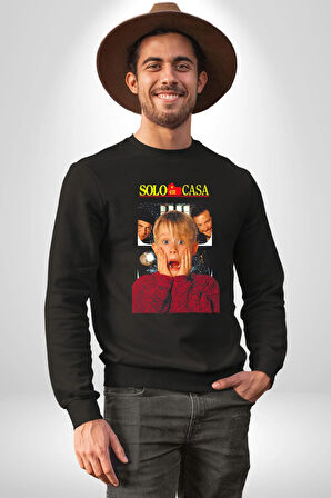 Evde Tek Başına Film Kadın Erkek Siyah Sweatshirt 
