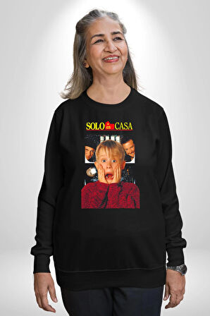 Evde Tek Başına Film Kadın Erkek Siyah Sweatshirt 