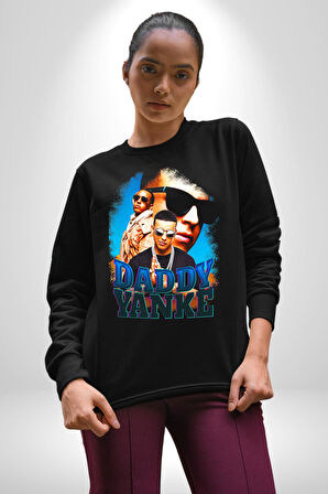 DADDY YANKE Kadın Erkek Siyah Sweatshirt 